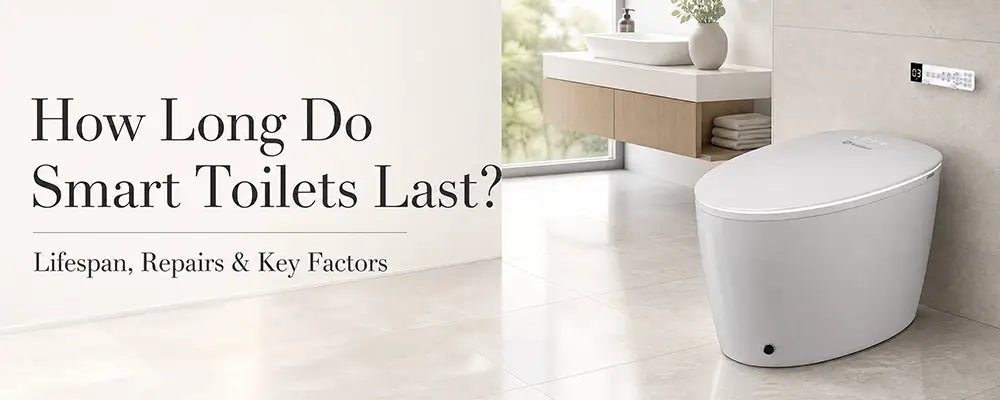 Modern smart toilet in a bathroom illustrating smart toilet lifespan and repairs