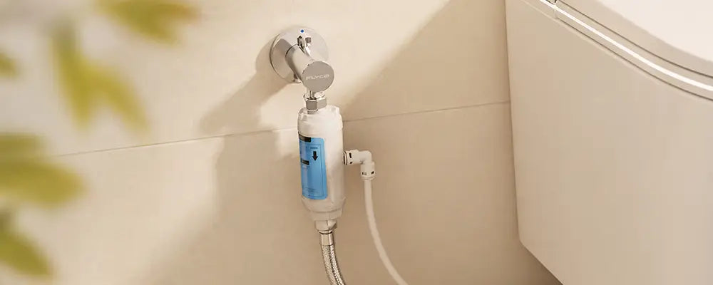 bidet T-valve connection with toilet water supply hose and filter 