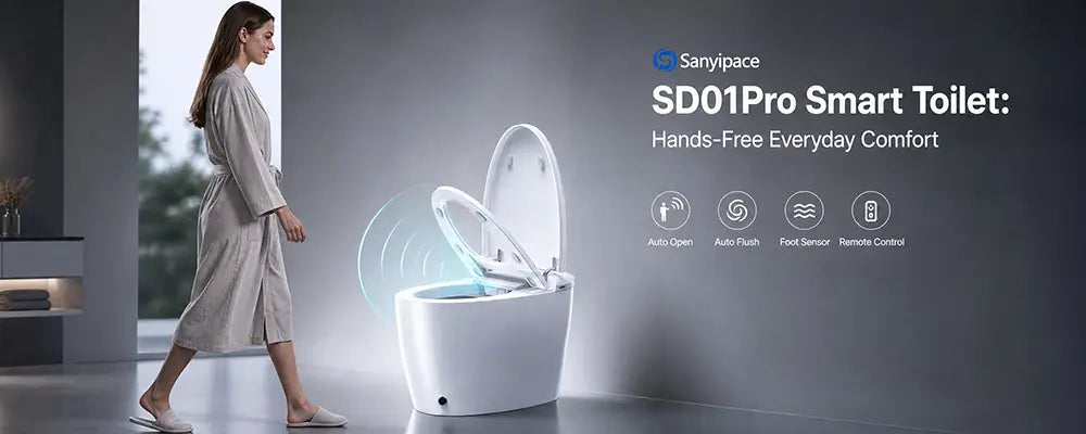 Sanyipace SD01Pro smart toilet with auto-open lid and hands-free features in a modern bathroom