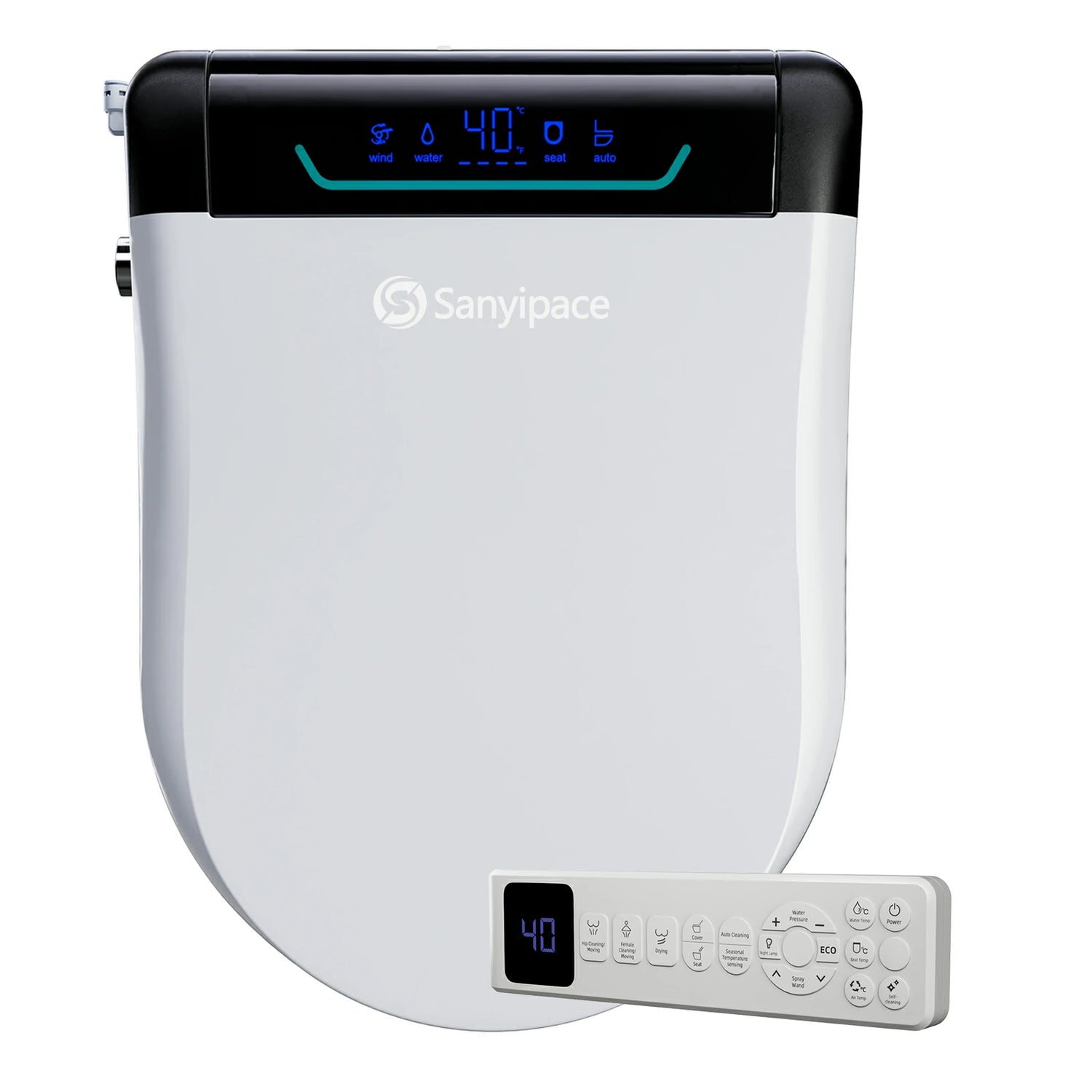 Sanyipace Abattant WC Lavant Intelligent SU01B avec Eau Chaude, Siège Chauffant, Séchage à Air Chaud et Forme Allongée
